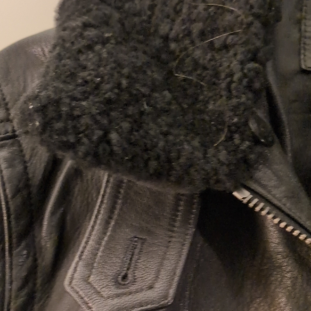 Coach Black Leather Bomber Jacket with Removable Shearling Collar- FREE SHIPPING - Picture 6 of 16